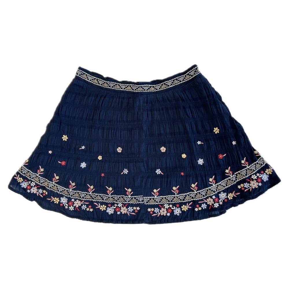Francescs's Mini Skirt - Navy Embroidered